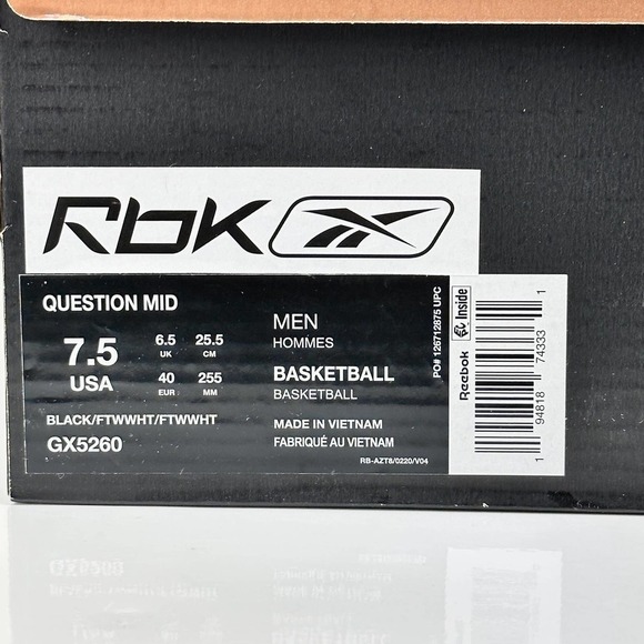 Reebok Question Mid 'Why Not Us?' GX5260 Basketball Sneakers Size 7.5 (Womens 9) - Picture 12 of 13